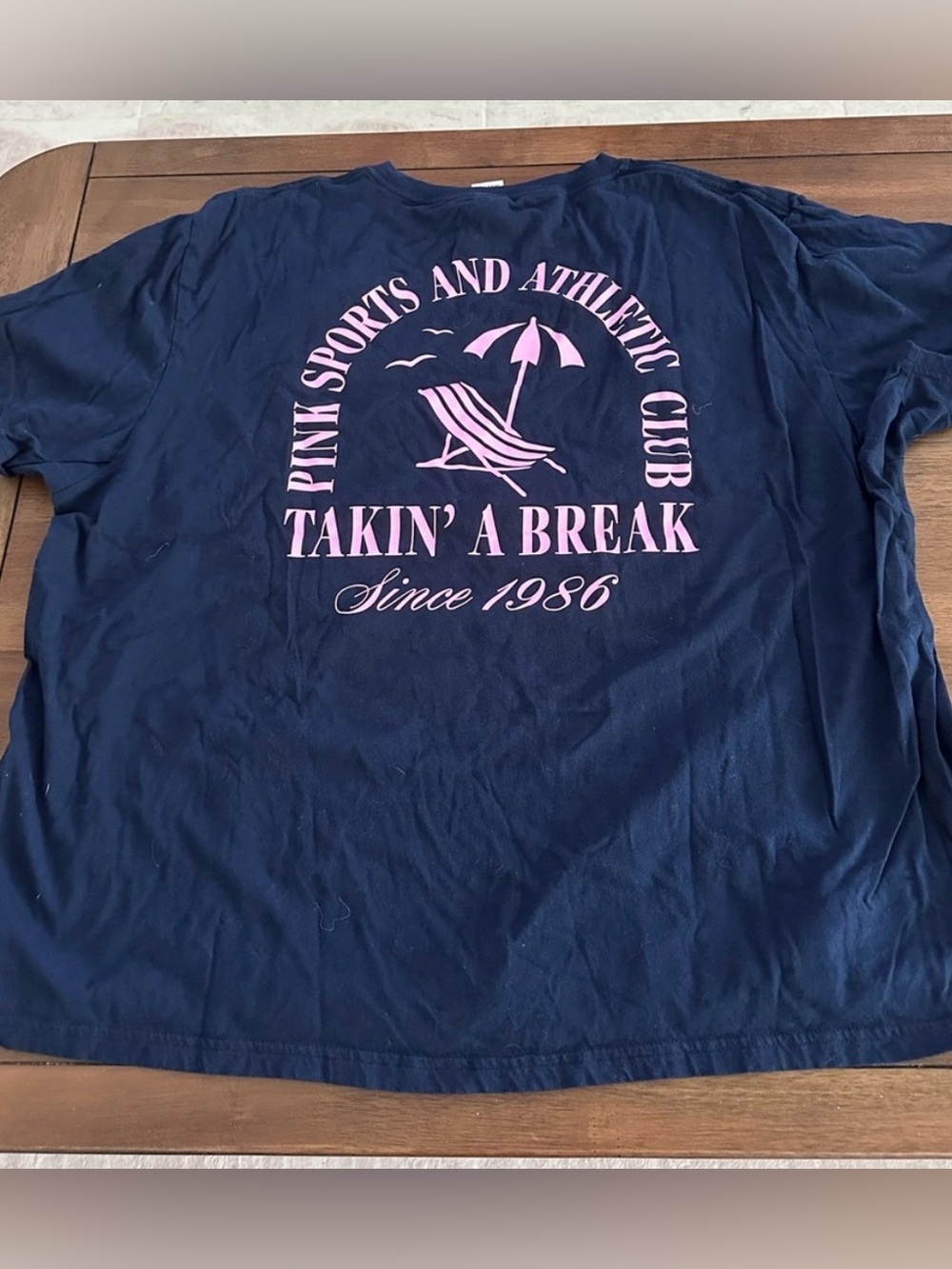 PINK Victoria's Secret Navy T-Shirt with Black Logo Tag